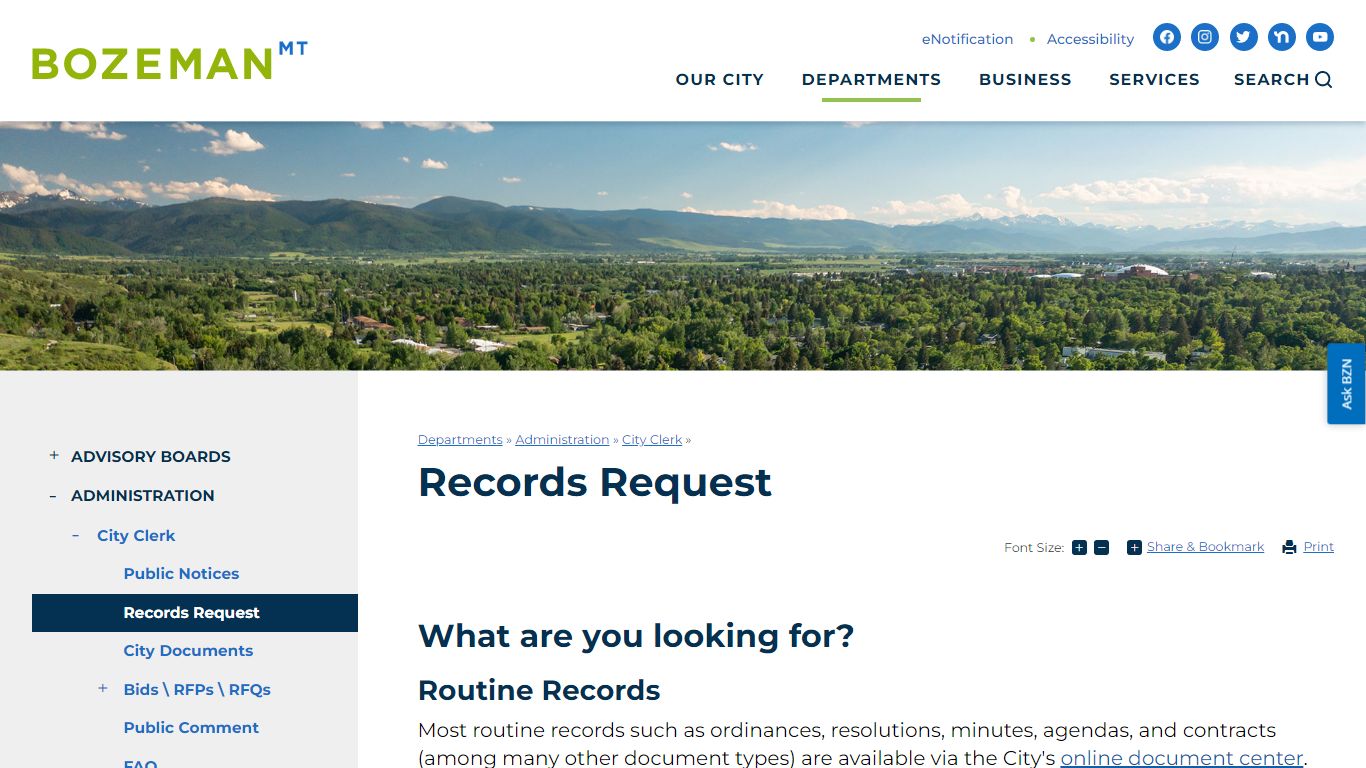 Records Request | City Of Bozeman