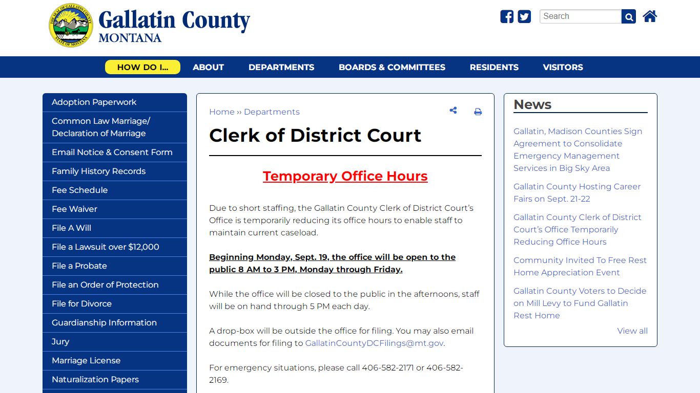 Clerk of District Court | Gallatin County, MT