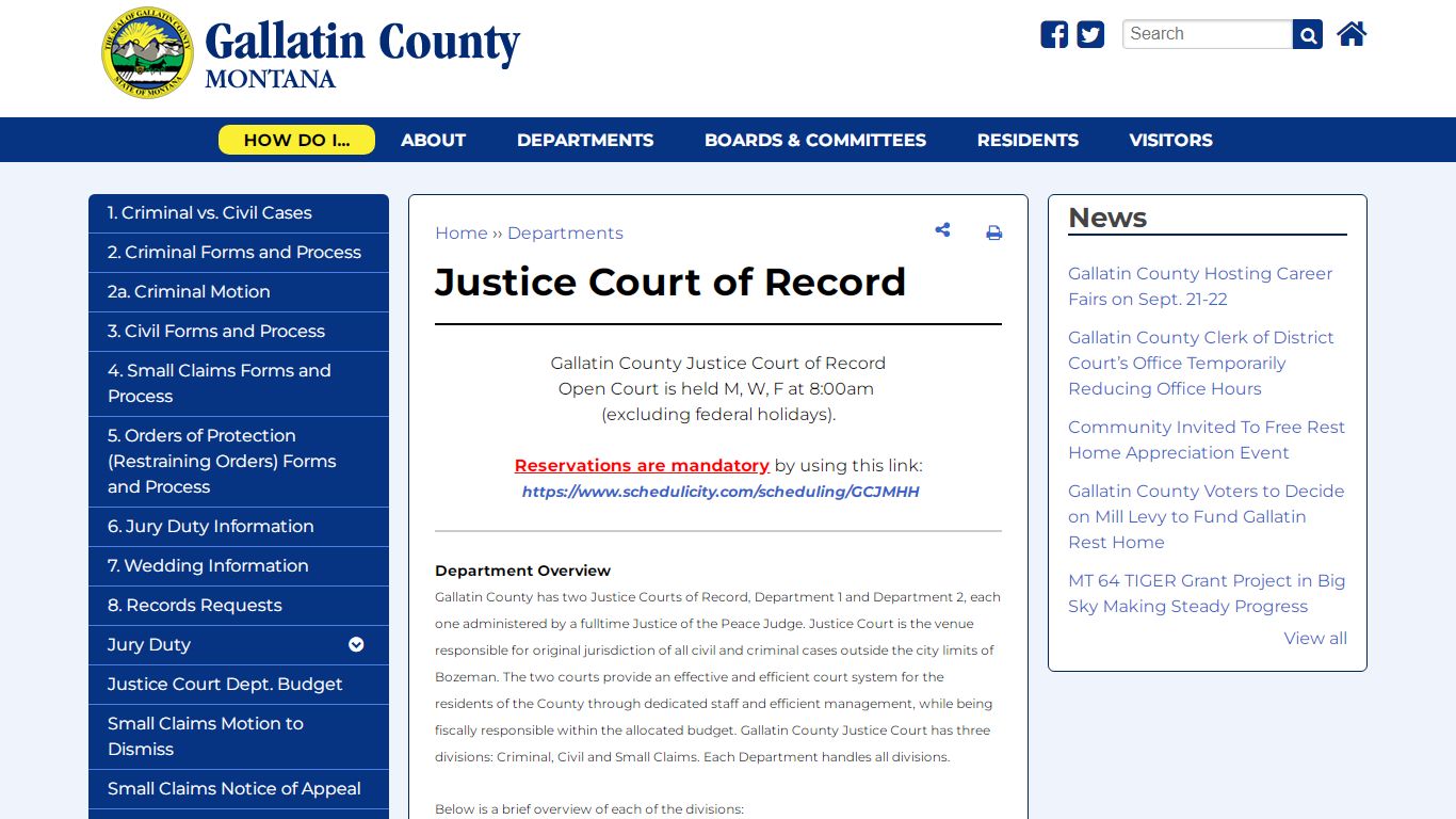 Justice Court of Record | Gallatin County, MT